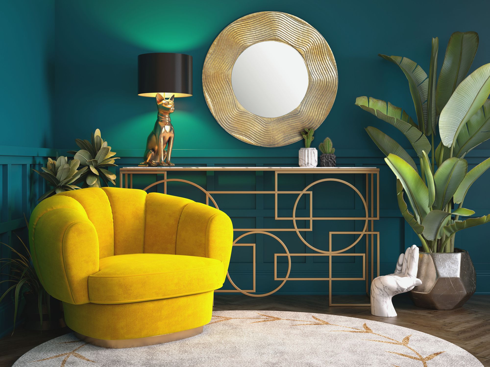 Wandspiegel Hesseng Gold Ø 74 cm