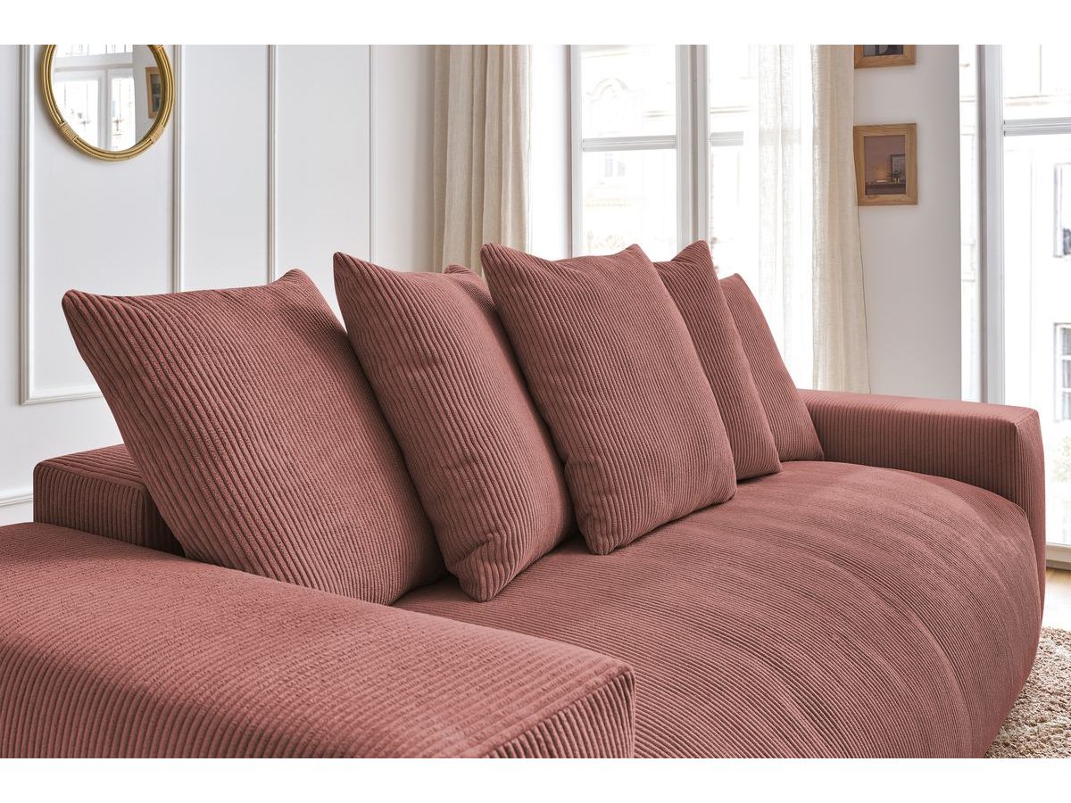 Bobochic Voltaire Schlafsofa 3-Sitzer mit Bettkasten Cordsamt Rosa