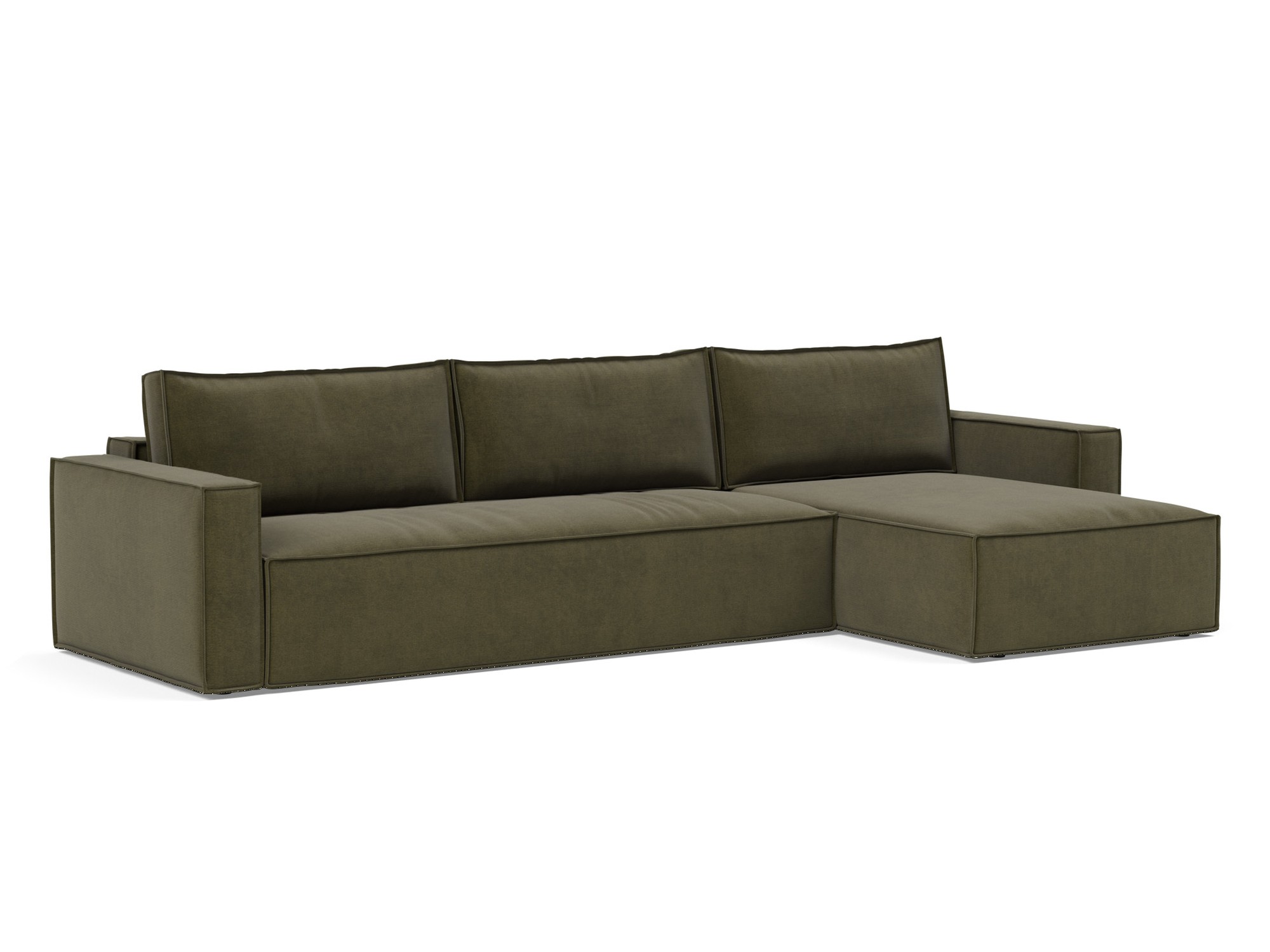 Schlafsofa Newilla mit Chaiselongue Kord Cordufine 316-Pine-Green