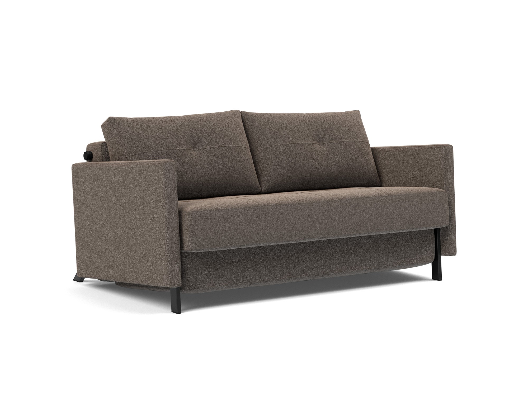 Schlafsofa Cubed mit Armlehnen 140 Boucle Skandi 530-Taupe