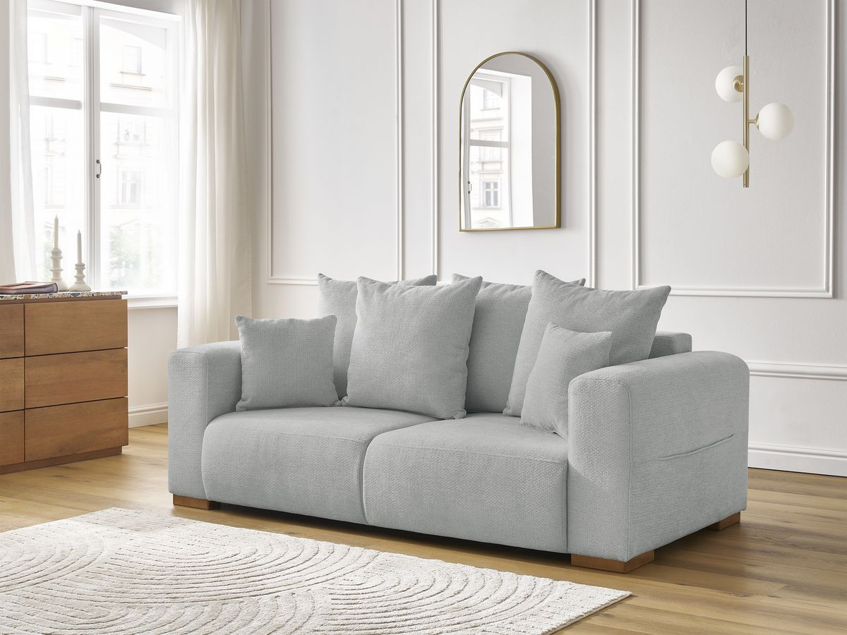 Bobochic Sidonie Sofa 2-Sitzer Melange-Stoff Hellgrau