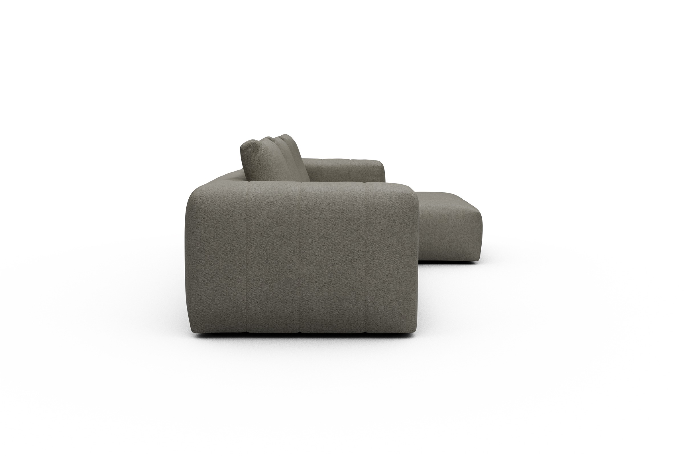 Ecksofa Hugo 2,5-Sitzer Armlehne links mit Chaiselongue Denari-Warm-Grey