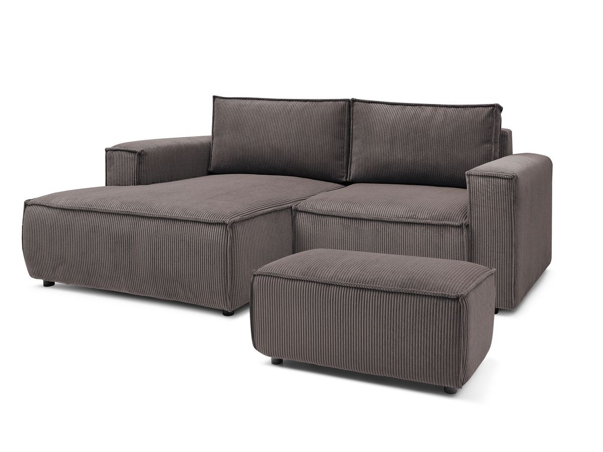 Bobochic Nihad Ecksofa mit Pouf Cordsamt Taupe Ecke links