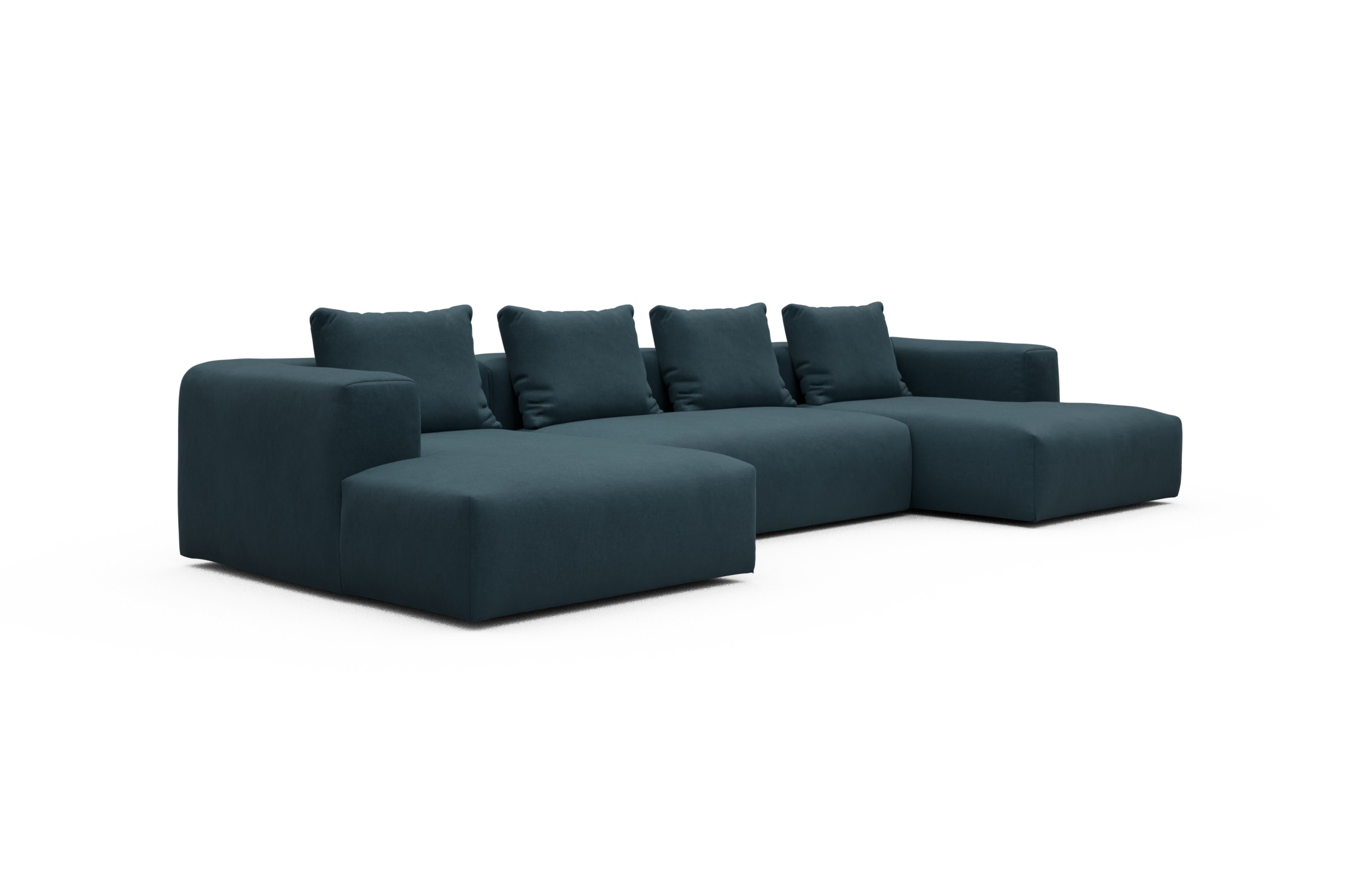 Wohnlandschaft Fred mit 2-Sitzer und Chaiselongue beidseitig Satya-Indigo