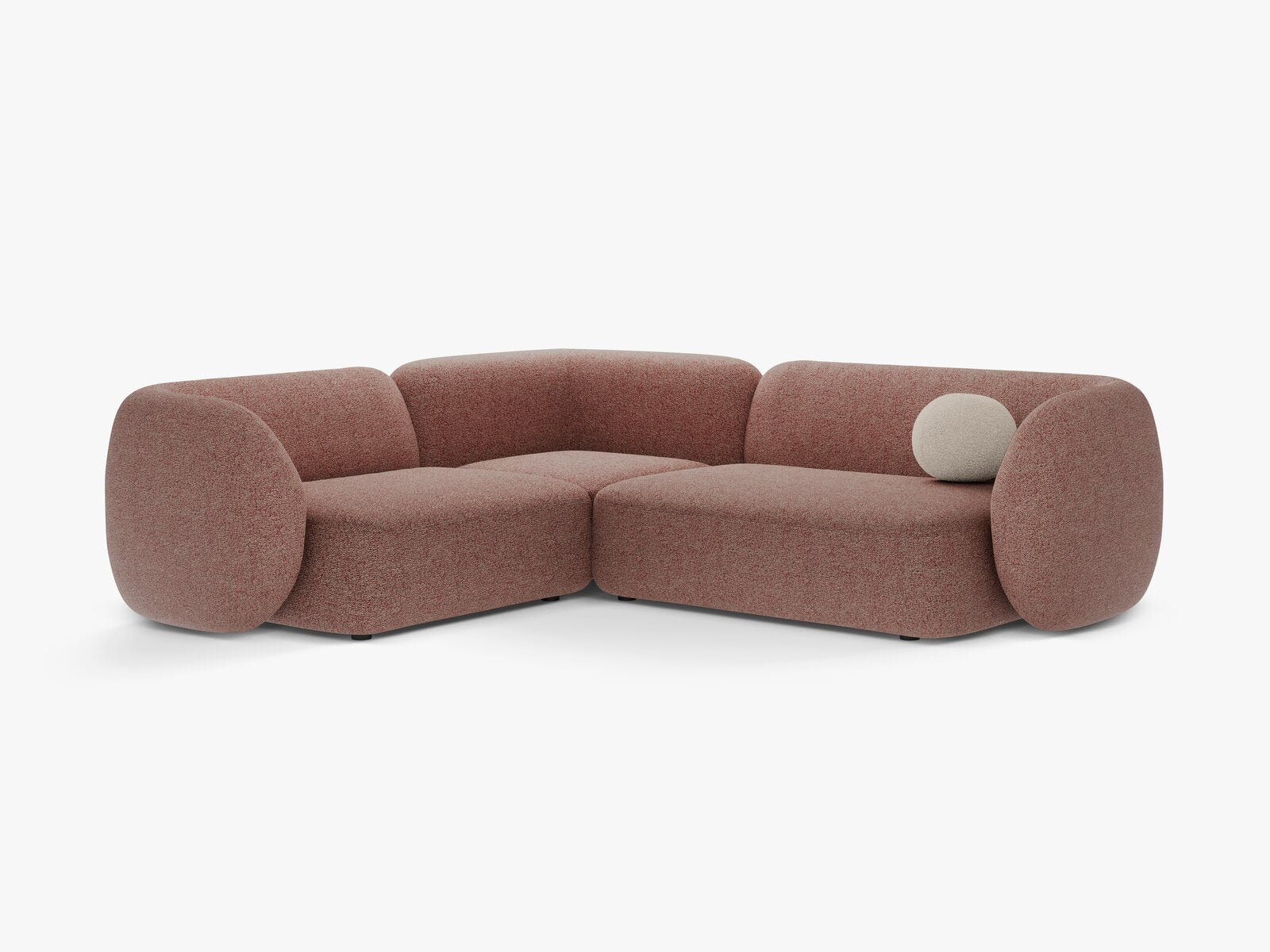 Micadoni Ecksofa Kate 4-Sitzer Links Strukturierter Stoff Puente Rosa Melange