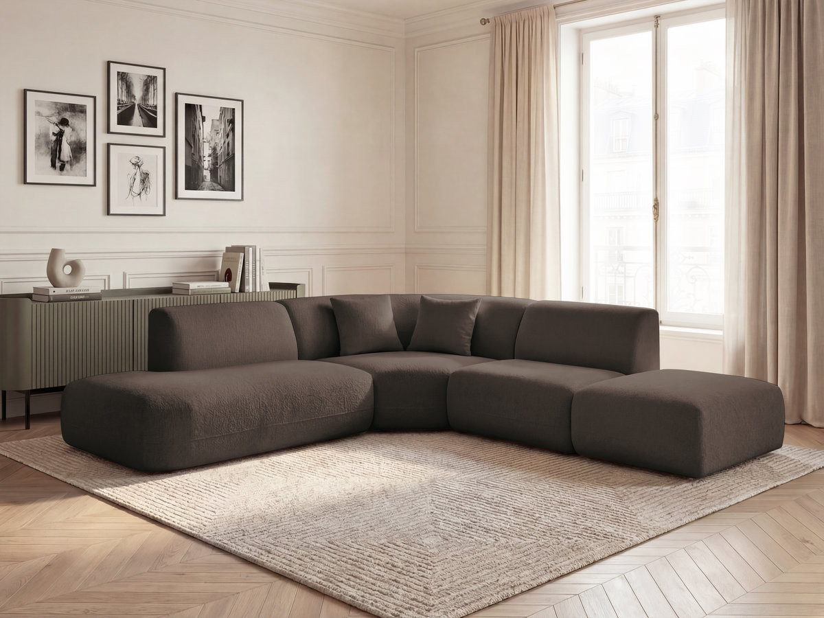 Bobochic Anda Ecksofa 279 × 264 cm Chenille Braun Ecke links