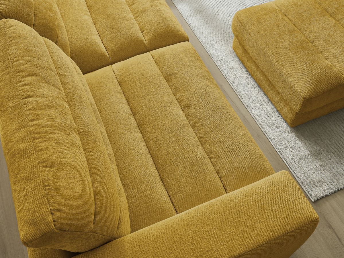 Bobochic Sierra Sofa 4-Sitzer mit Pouf Strukturstoff Gelb
