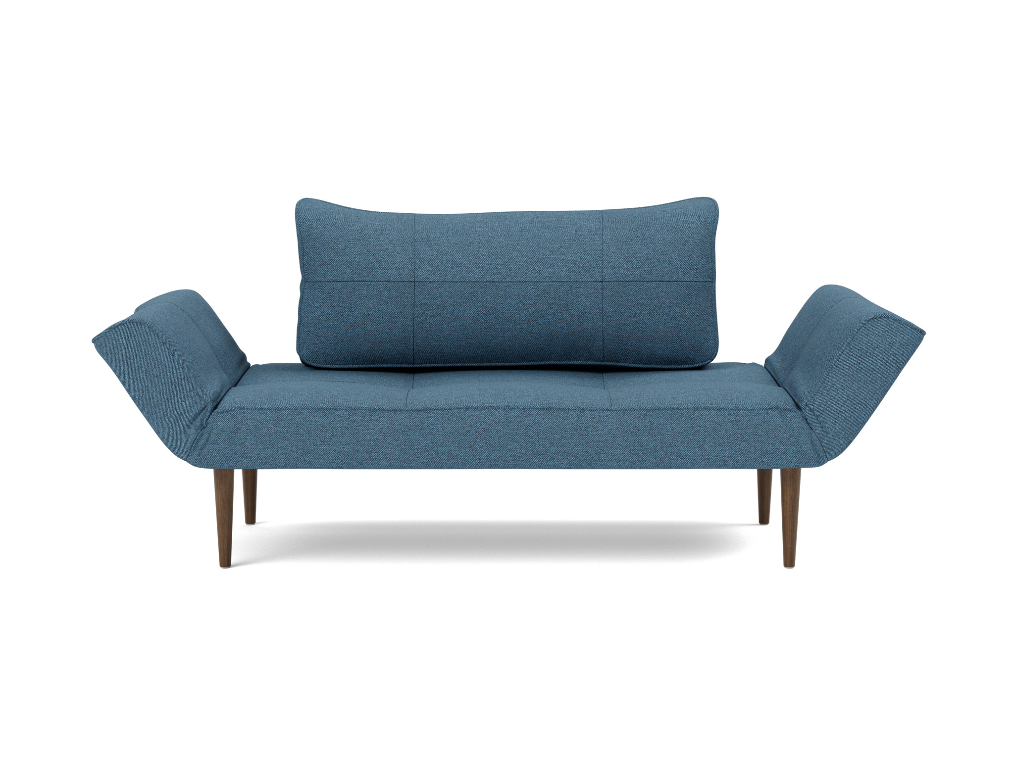 Tagesbett Zeal Strukturierter Stoff Weda 302-Weda-Blue Beine Styletto Eiche dunkel