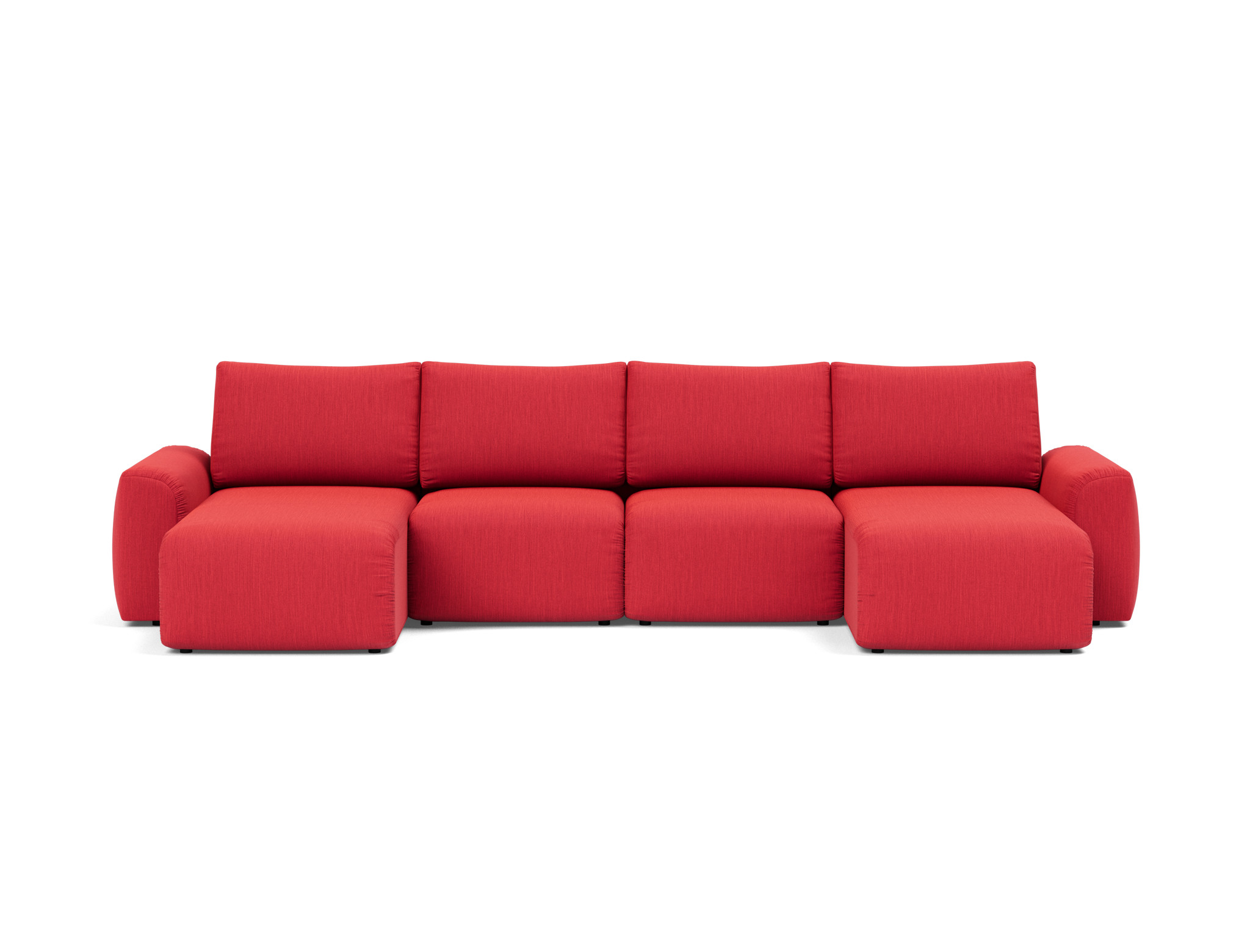 Schlafsofa Norum U-Form mit Chunky-Armlehnen Flachgewebe Elegance 511-Red
