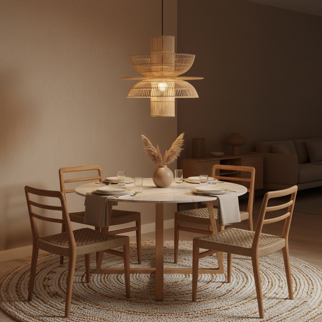 Raw Materials Pendelleuchte Rattan asymmetrisch