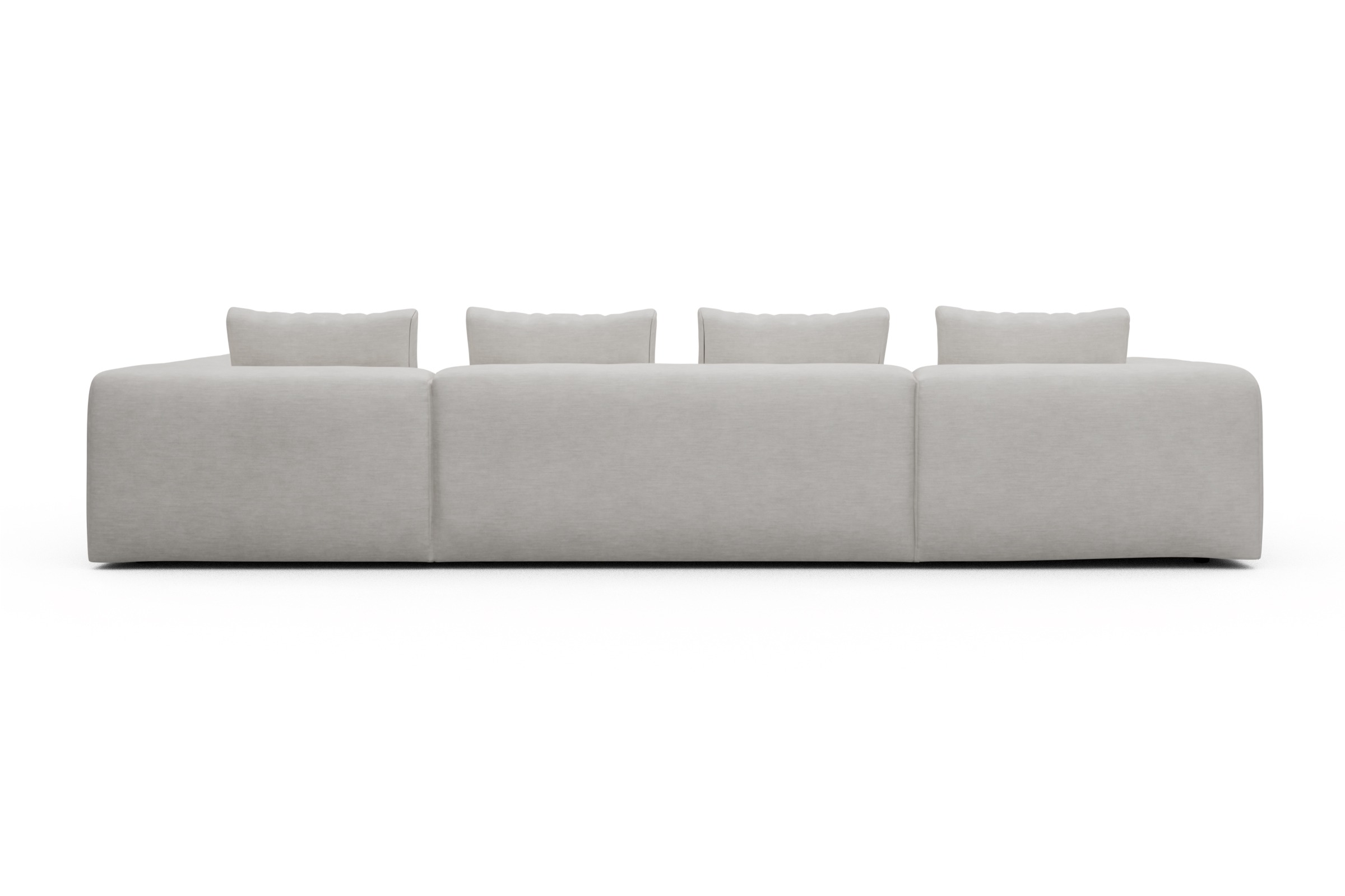Wohnlandschaft Fred Relax-Ecke rechts mit 2-Sitzer und Chaiselongue links Flachgewebe Vivus 574-Dusty-Off-White