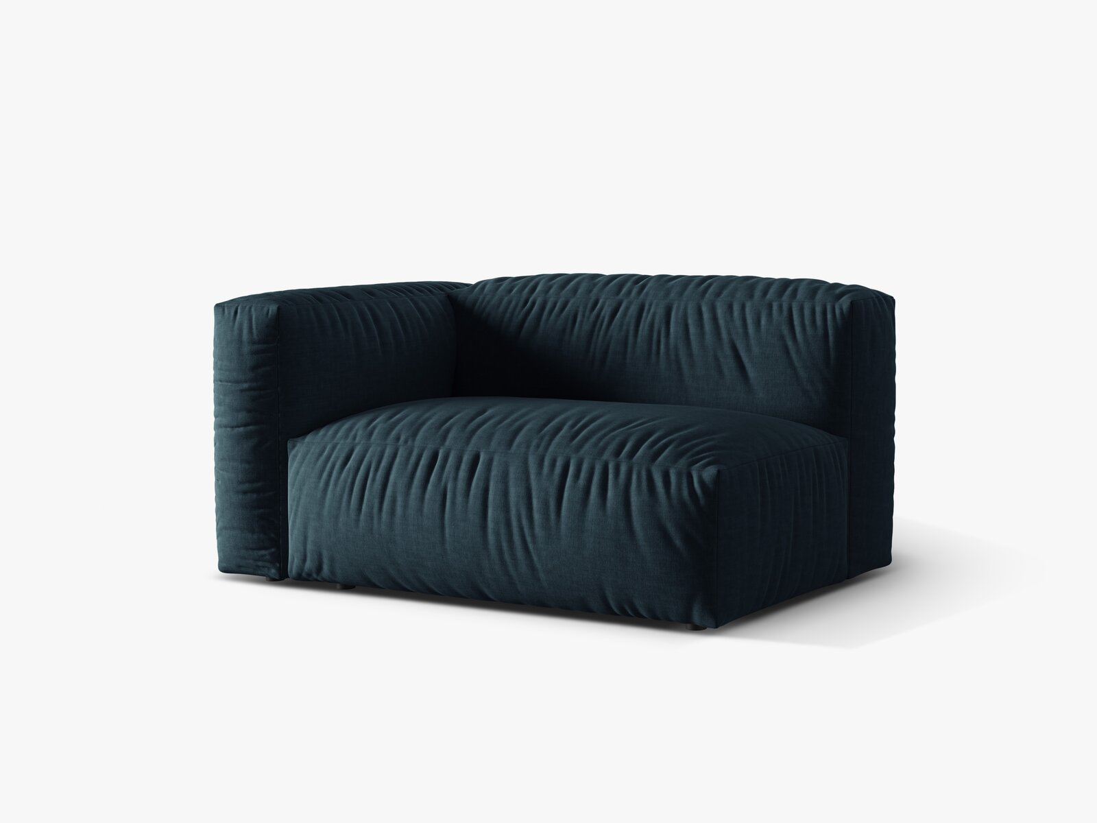 Micadoni Eckmodul Martina 1-Sitzer Groß Links Strukturierter Stoff Boston Jeansblau