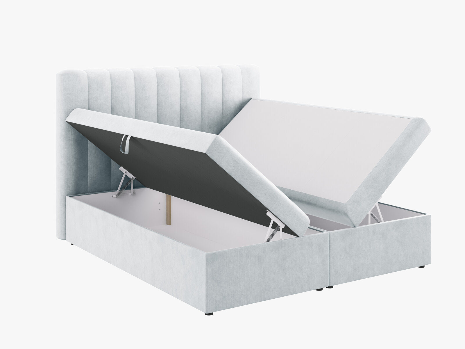 Micadoni Boxspringbett Kelp Strukturierter Stoff Hellgrau 180x200