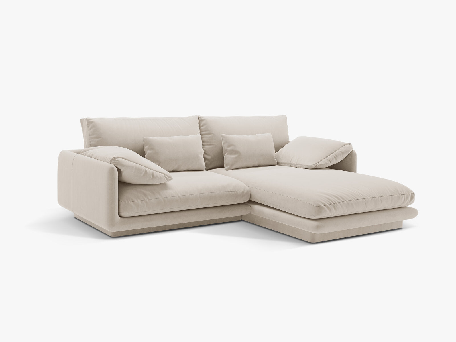 Micadoni Ecksofa Torino 3-Sitzer Rechts Samt Ecru