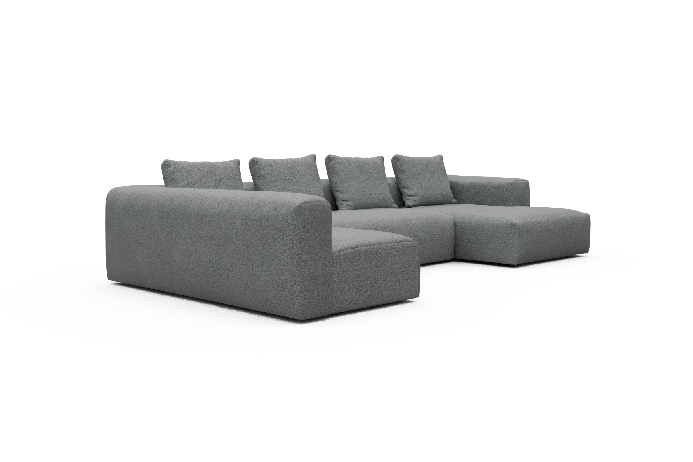 Wohnlandschaft Fred Chaiselongue rechts mit 2-Sitzer und lange Armlehne links Aivi-Gravet-Grey