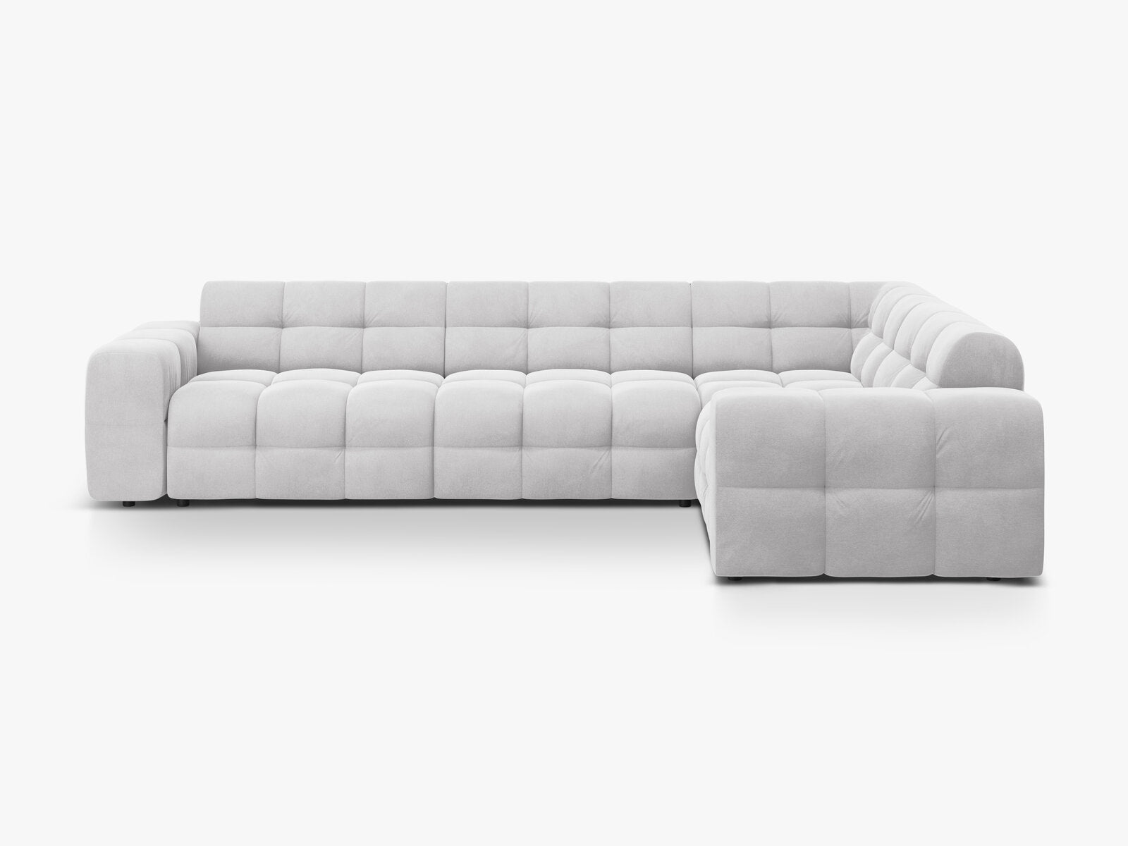 Micadoni Ecksofa Kendal 6-Sitzer Rechts Samt Magic Velvet Hellgrau