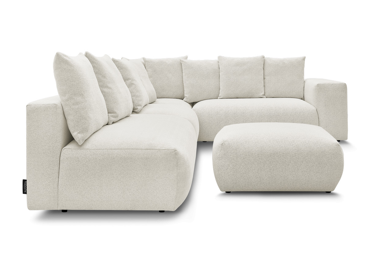 Bobochic Voltaire Ecksofa mit Pouf 322 × 268 cm Melange-Stoff Weiß Ecke rechts