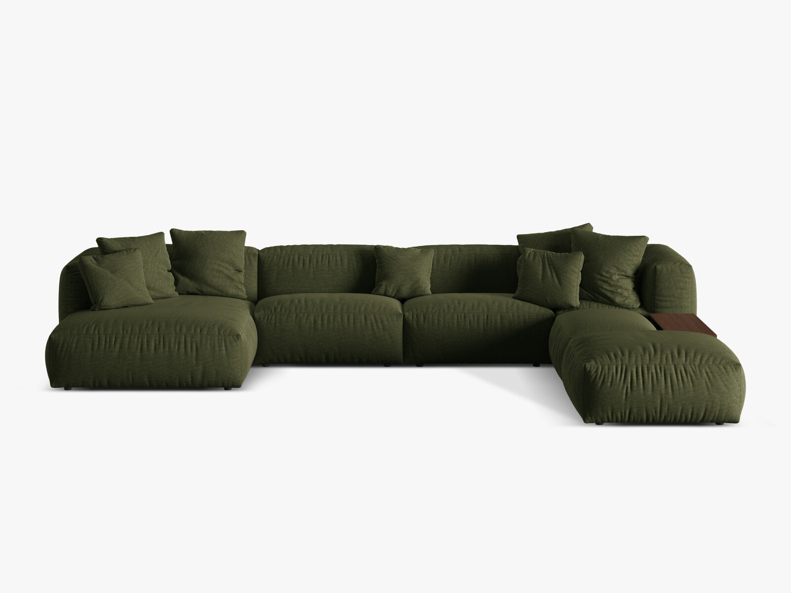 Micadoni Panorama-Ecksofa Martina 5-Sitzer Rechts Strukturierter Stoff Grün