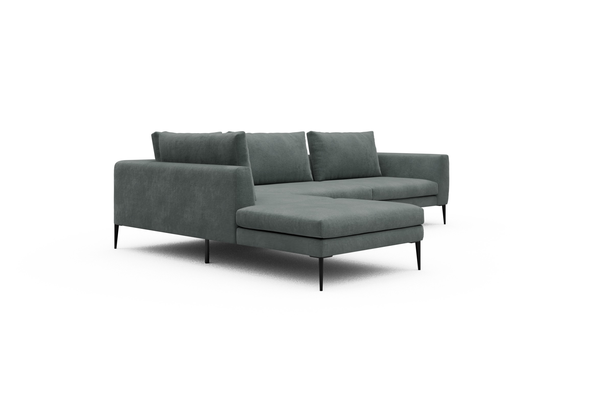 Ecksofa Paul Relax-Ecke rechts mit 3-Sitzer Smooth-Silver-Grey