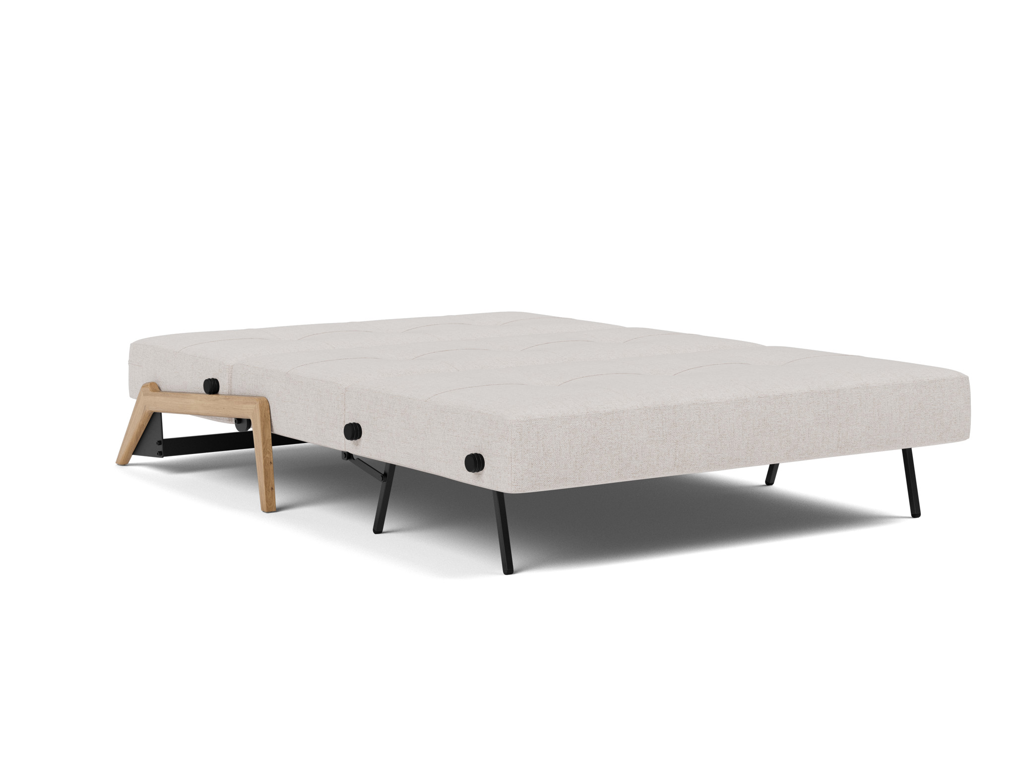 Schlafsofa Cubed 140 Strukturierter Stoff Weda 300-Weda-Sand Beine Eiche