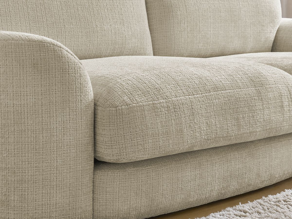 Bobochic Leonore Sofa 3-Sitzer mit Pouf Strukturstoff Beige