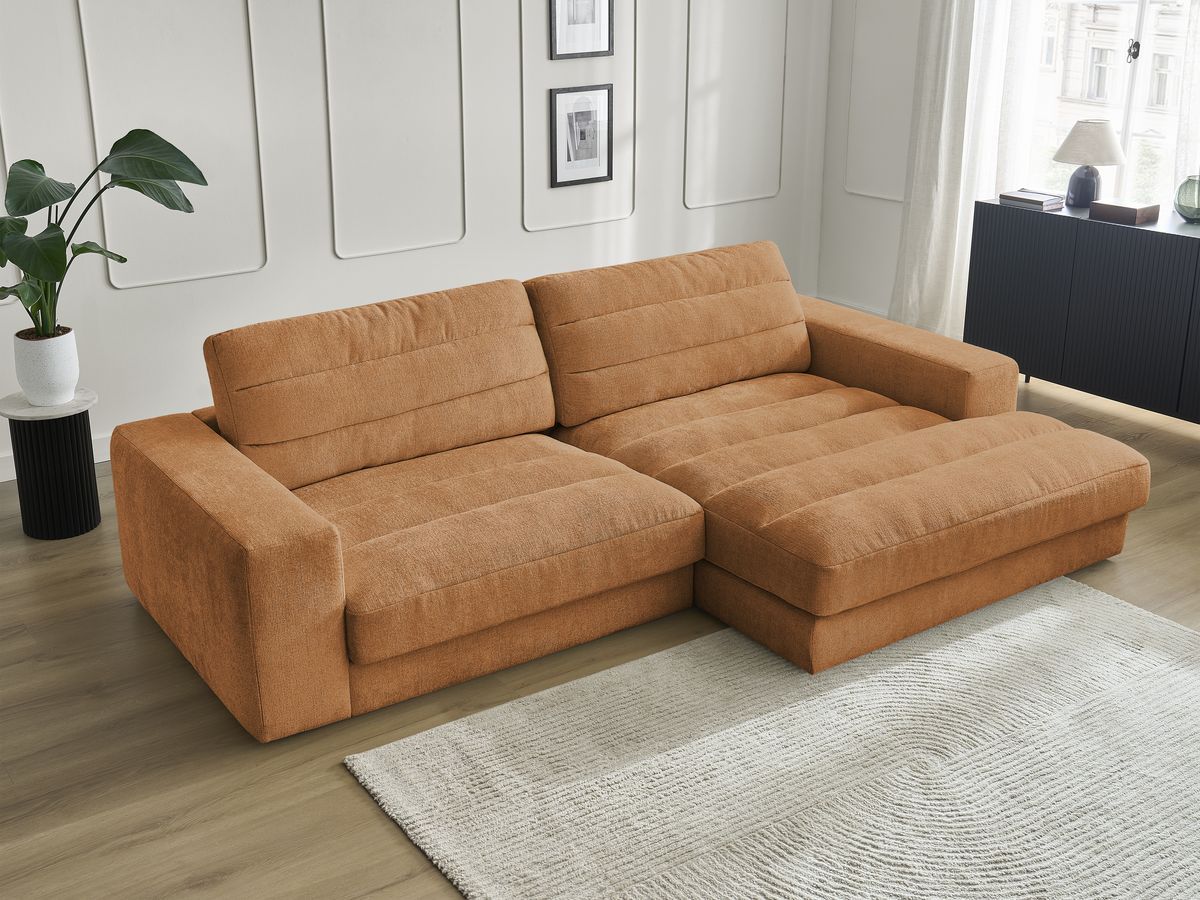 Bobochic Sierra Ecksofa Strukturstoff Orange Ecke rechts