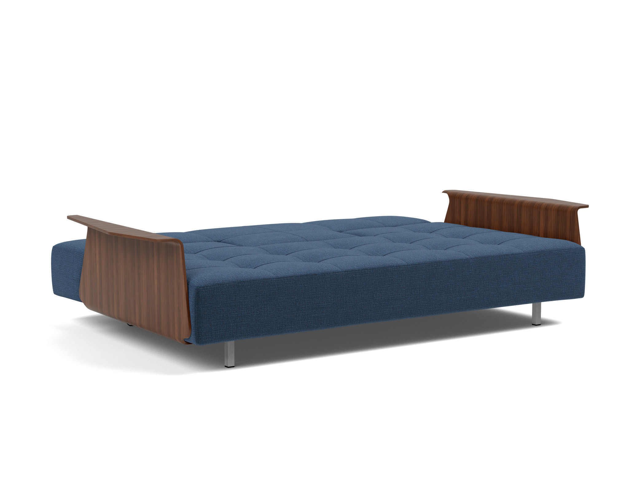 Schlafsofa Long Horn D.E.L. mit Armlehnen Chenille Esina 414-Indigo-Blue