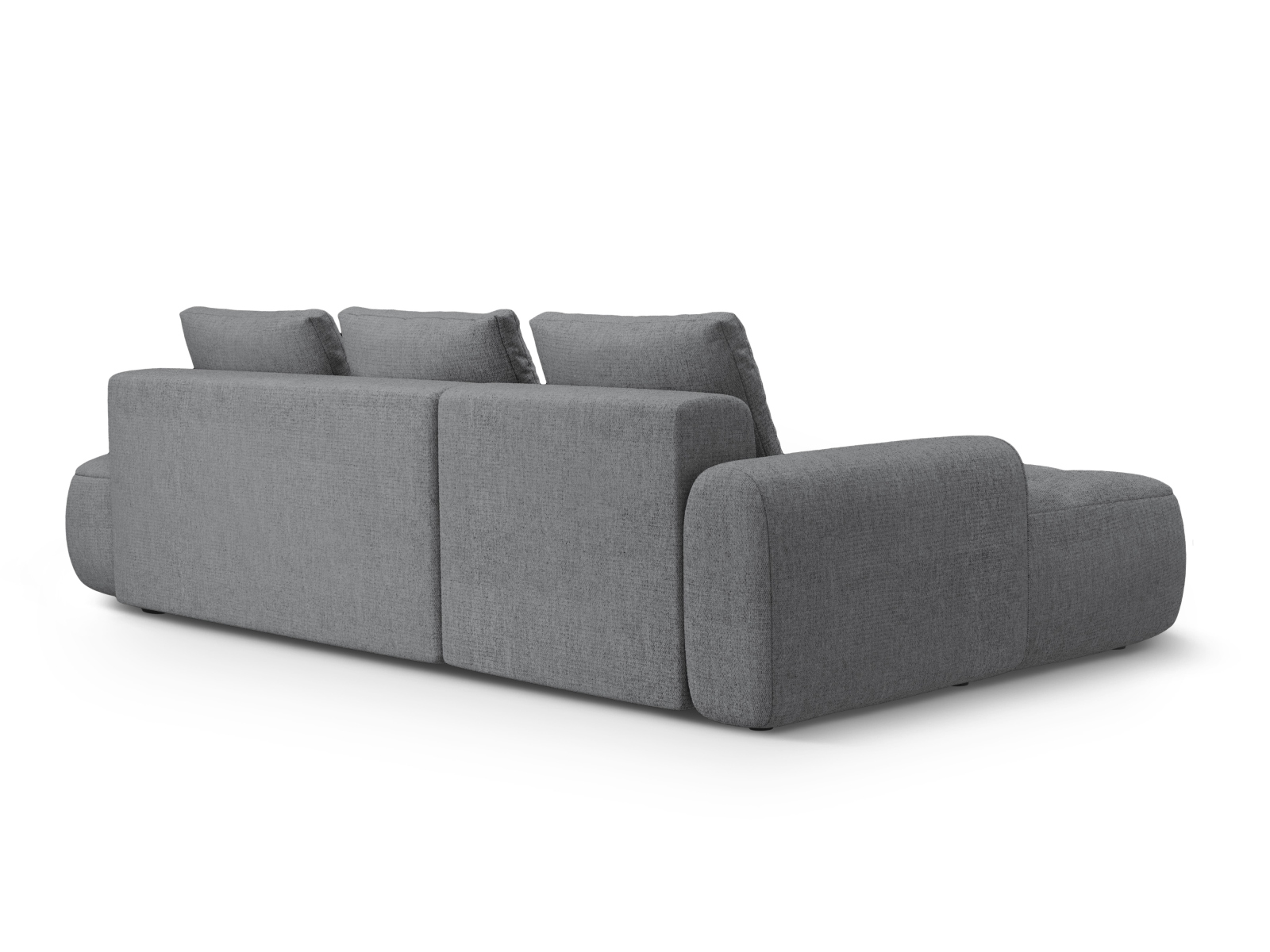 Cosmopolitan Design Ecksofa Linz 3-Sitzer offen mit Schlaffunktion Strukturierter Stoff Sorella Grau Links
