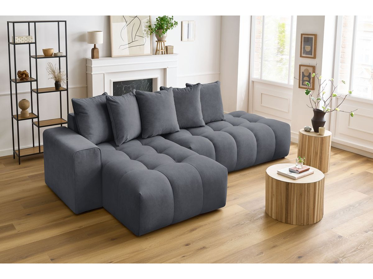 Bobochic Mont-blanc Ecksofa Samt Dunkelgrau Ecke links