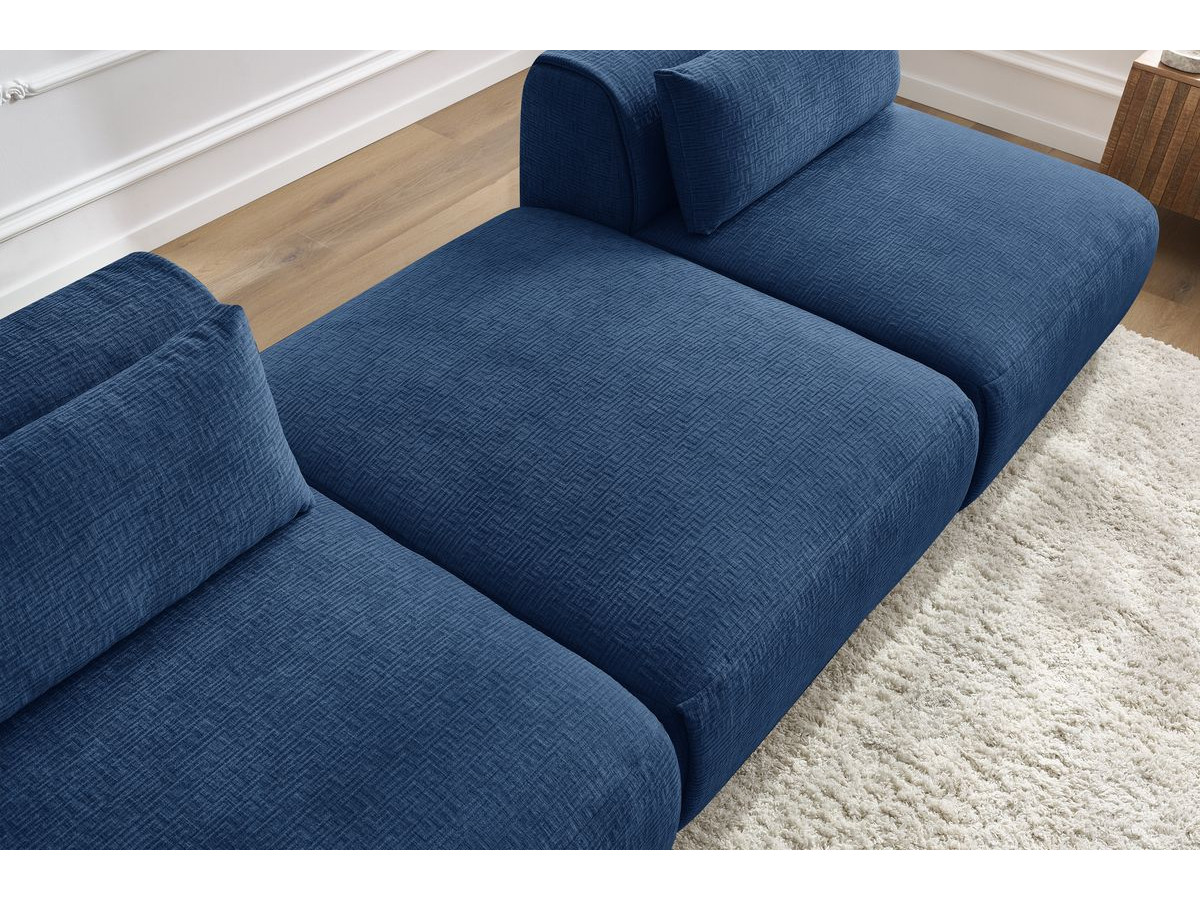 Bobochic Jeanne Sofa 3-Sitzer Strukturstoff Dunkelblau