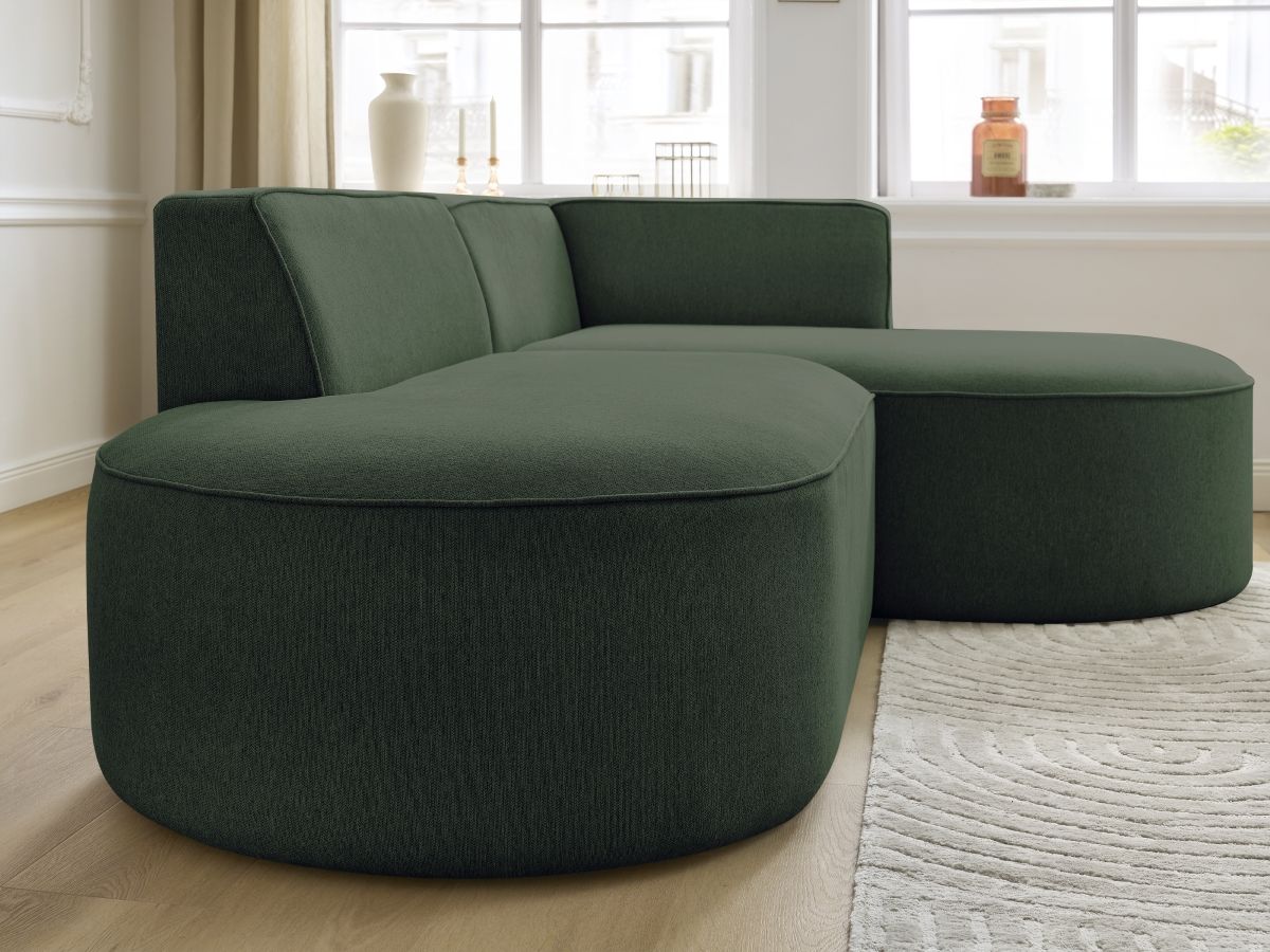 Bobochic Rousseau Ecksofa Melange-Stoff Grün Ecke rechts