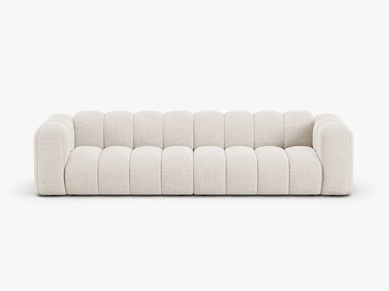 Cremefarbenes 4-Sitzer-Sofa mit gerundeten Polstern