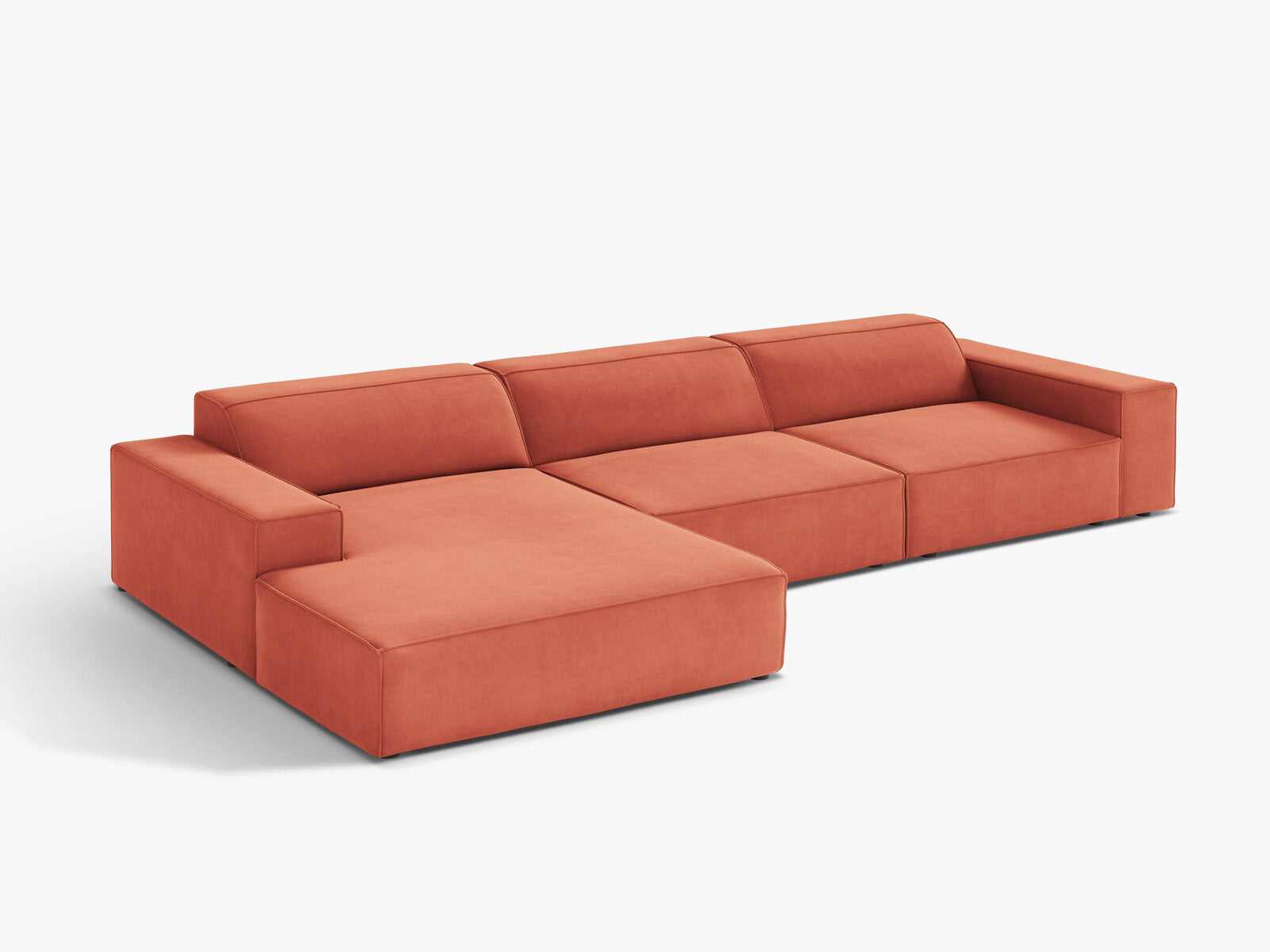Micadoni Ecksofa Jodie 4-Sitzer Samt Venus Koralle Links