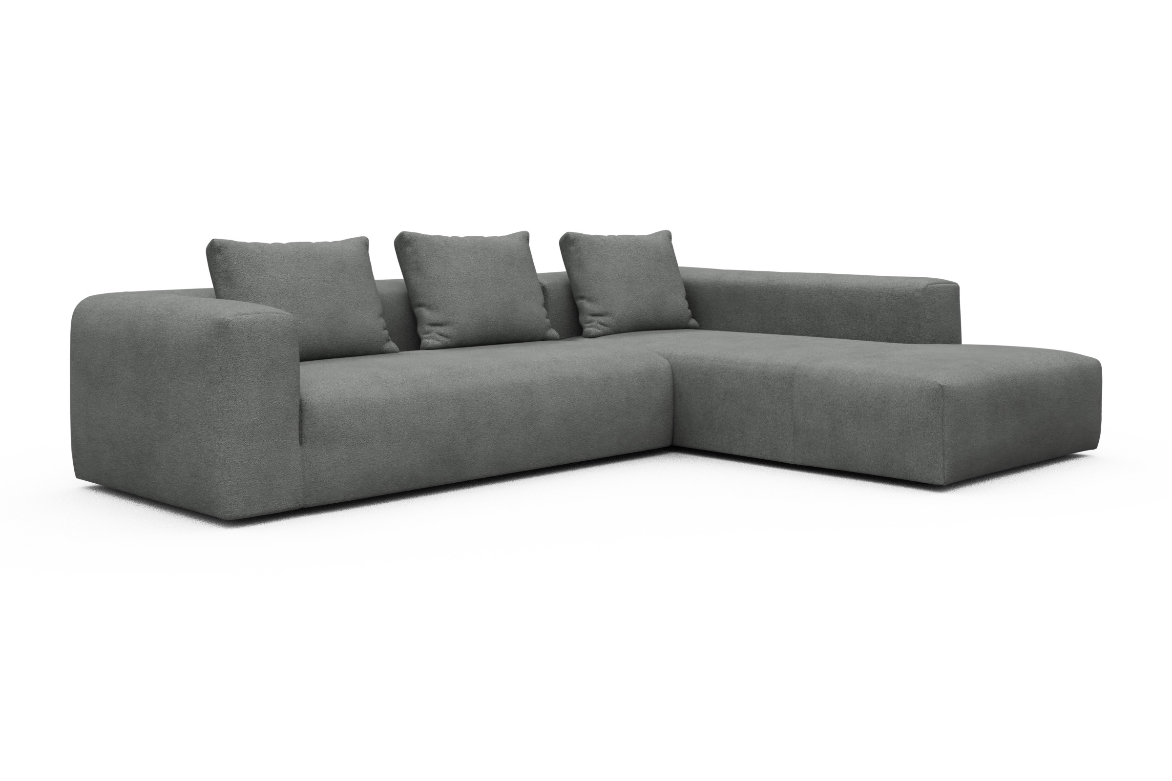 Ecksofa Fred Relax-Ecke rechts mit 2,5-Sitzer Boucle-Ash-Grey