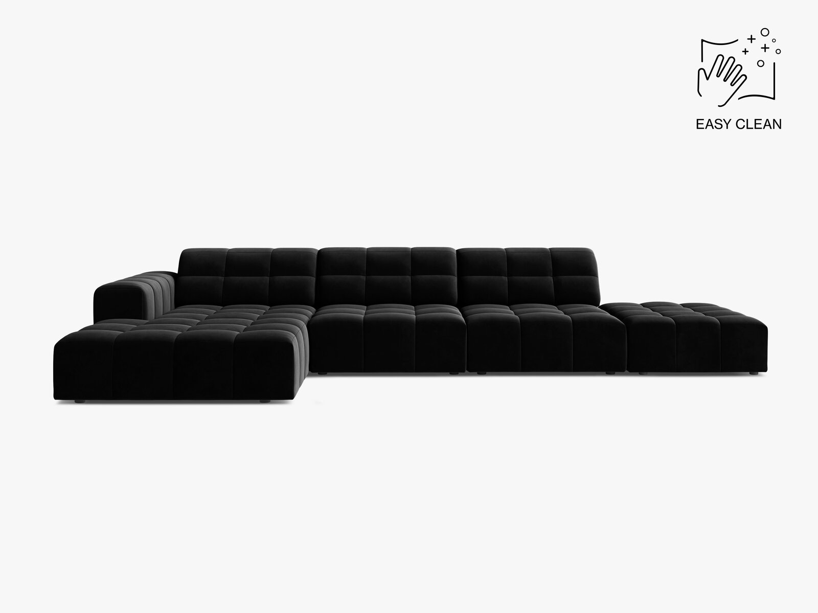 Micadoni Ecksofa Jennifer 5-Sitzer Links Samt Venus Schwarz