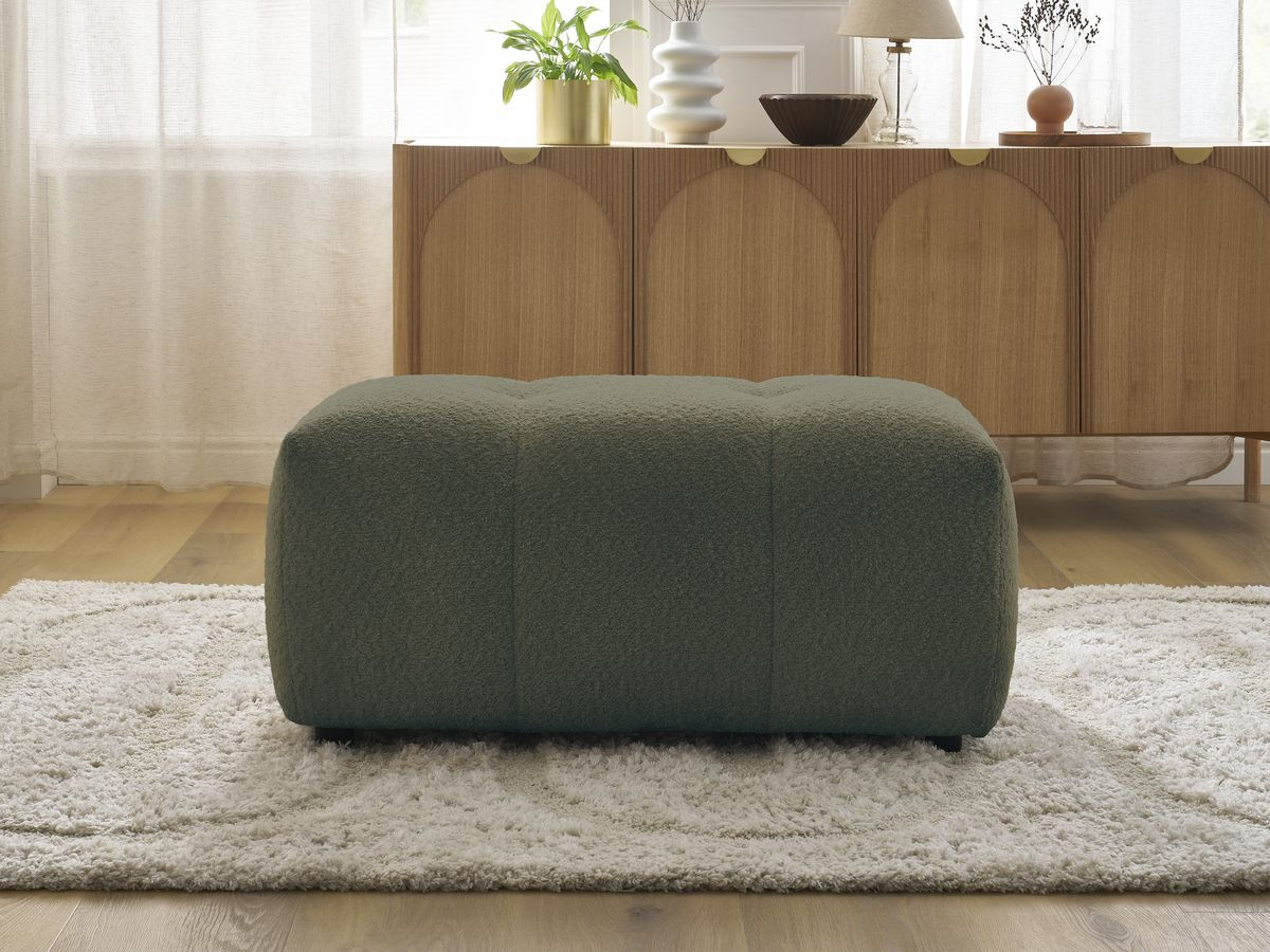 Bobochic Roxelane Pouf Bouclé-Stoff Grün