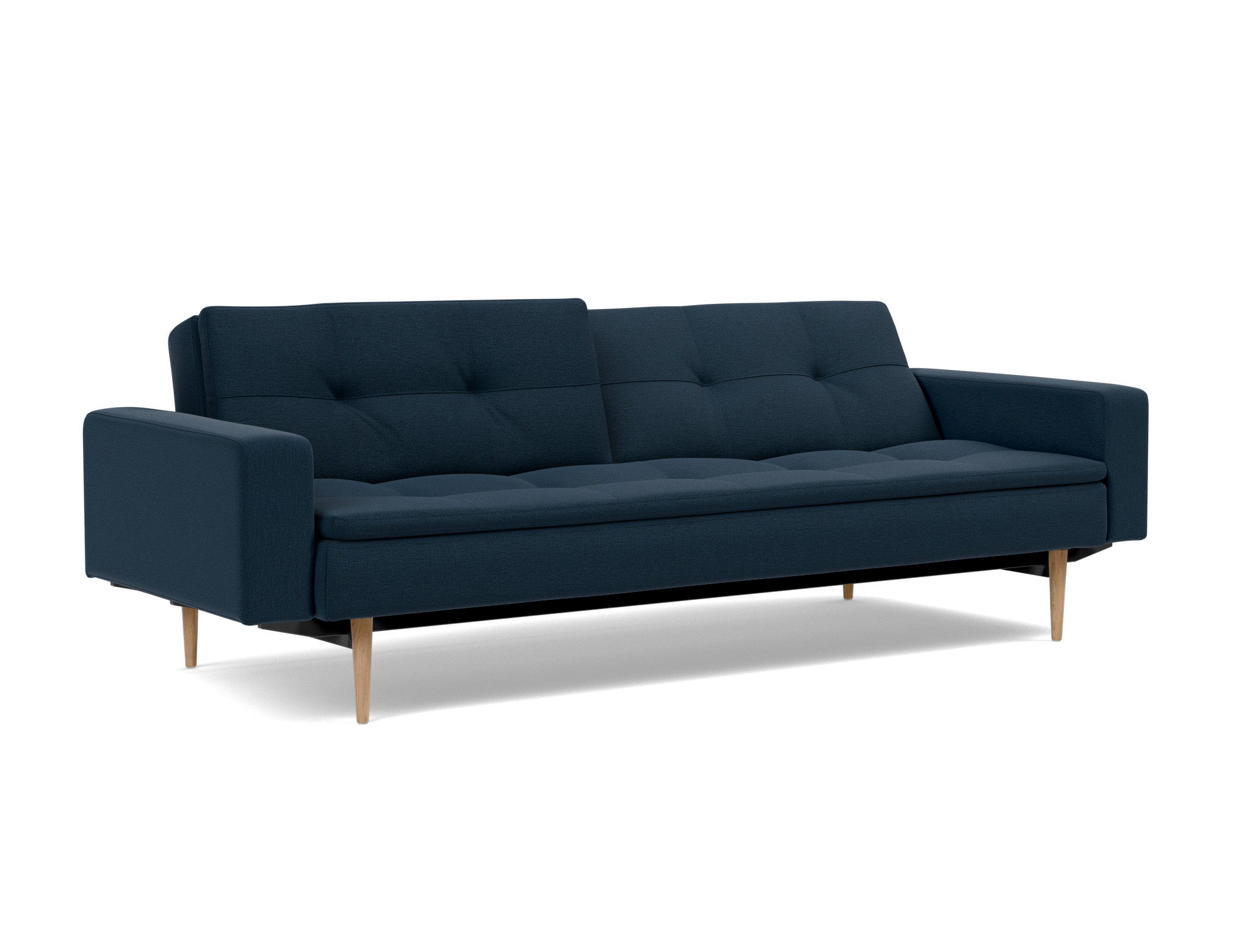Schlafsofa Dublexo mit Armlehnen Flachgewebe Mixed Dance 528-Blue Beine Styletto Eiche hell