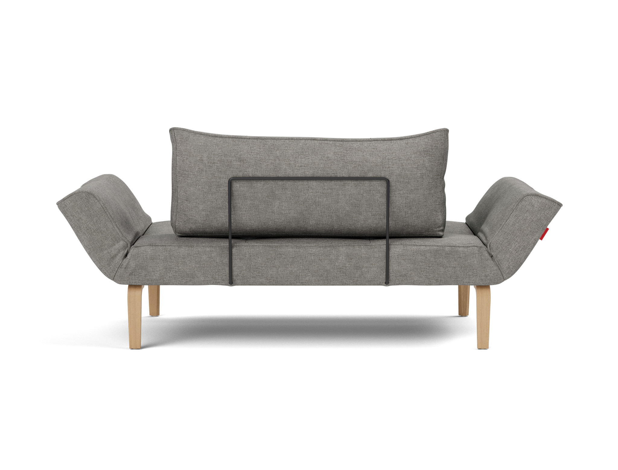 Tagesbett Zeal Flachgewebe Avella 282-Warm-Grey Beine Bow Eiche