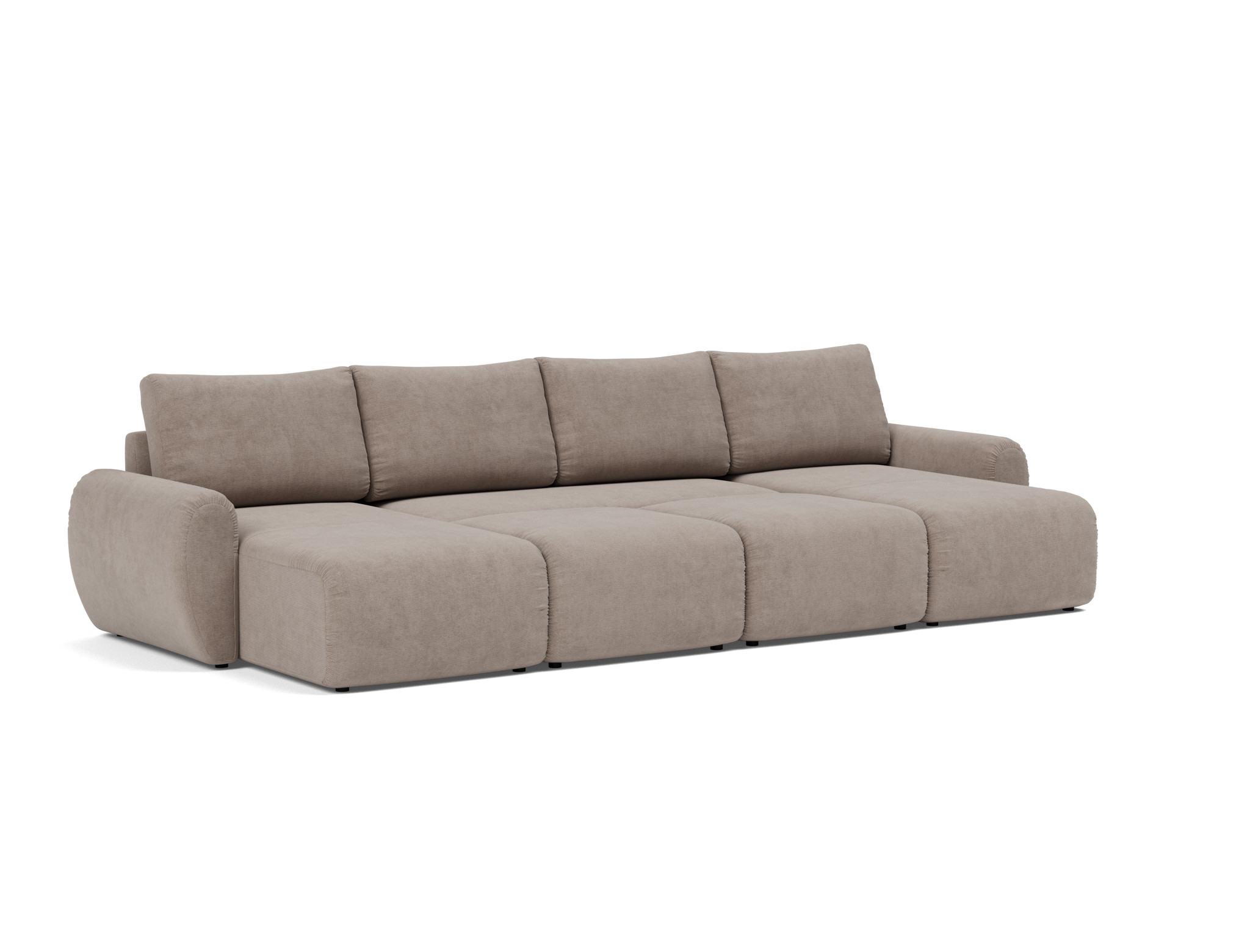 Schlafsofa Norum U-Form mit Curve-Armlehnen Kord Cordufine 318-Beige