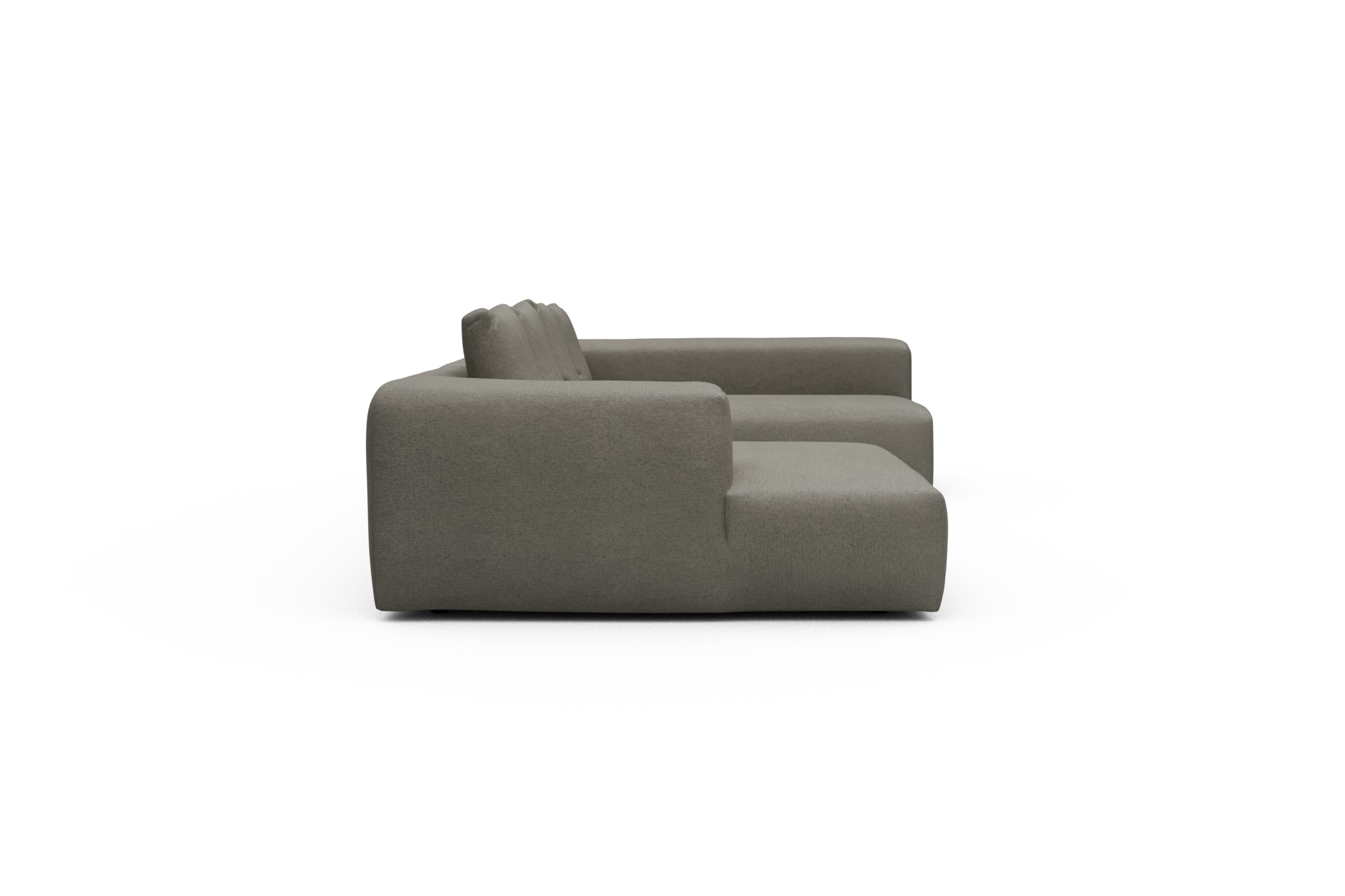 Wohnlandschaft Fred Chaiselongue links mit 2-Sitzer und lange Armlehne rechts Denari-Warm-Grey