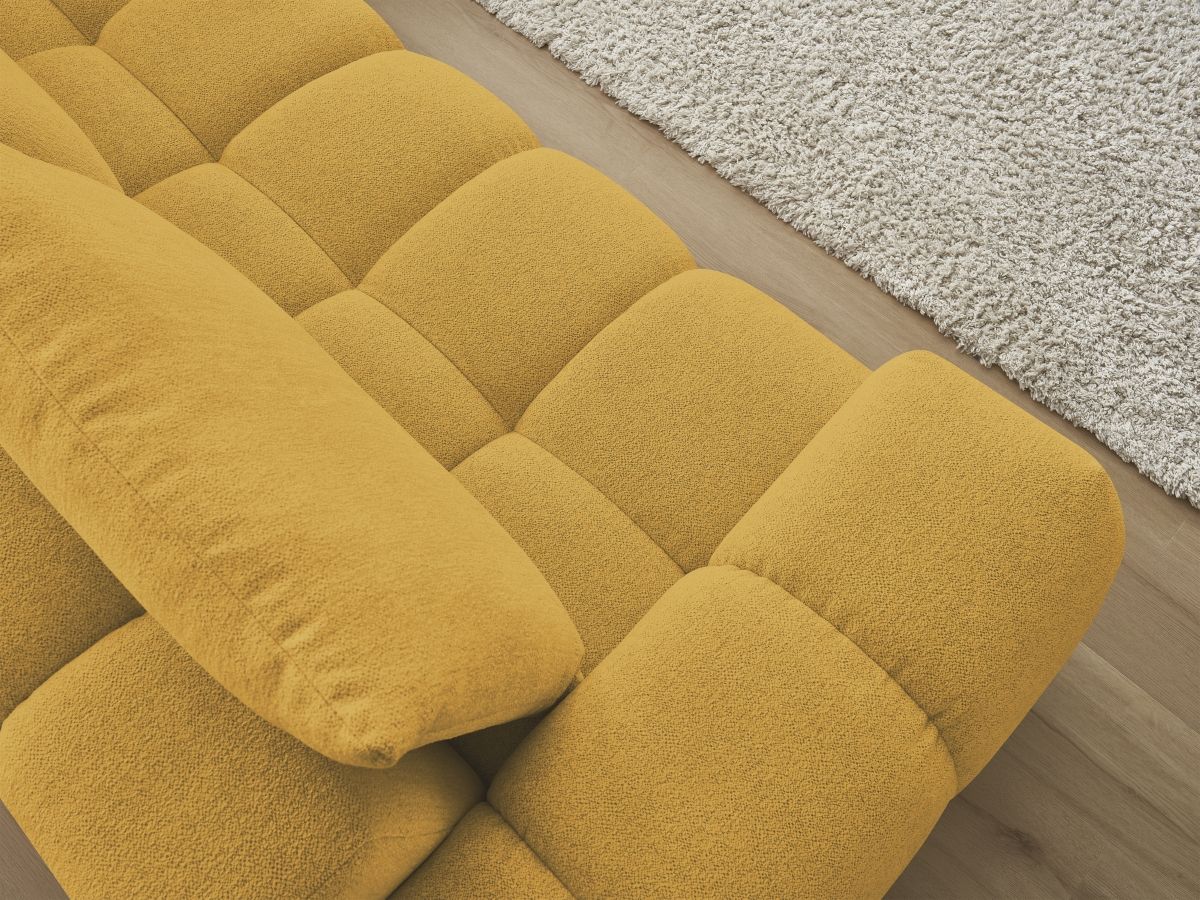 Bobochic Everest Ecksofa, 4 Kissen Melange-Stoff Gelb Ecke rechts