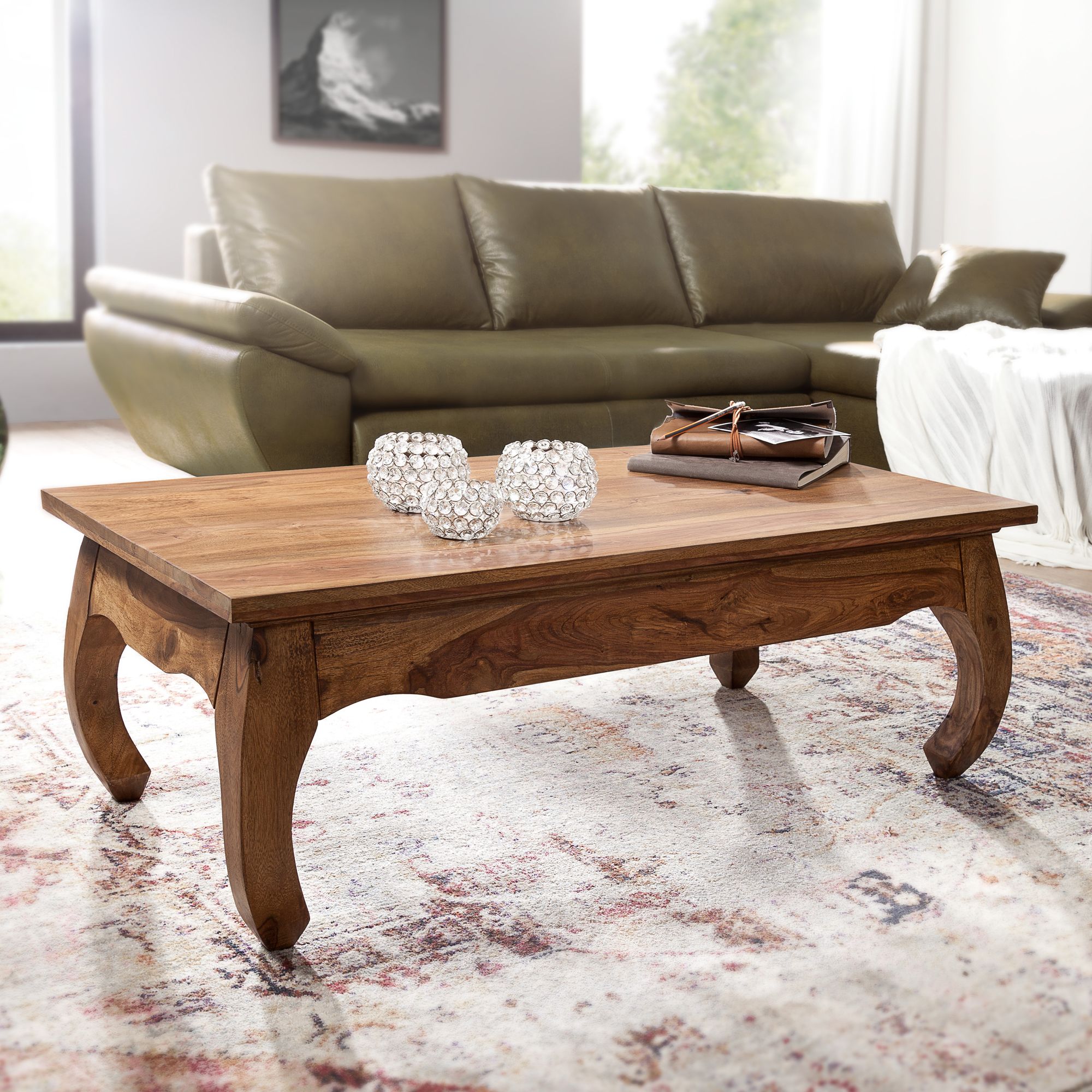 Couchtisch Rognan Massivholz Dunkelbraun 110 × 60 cm