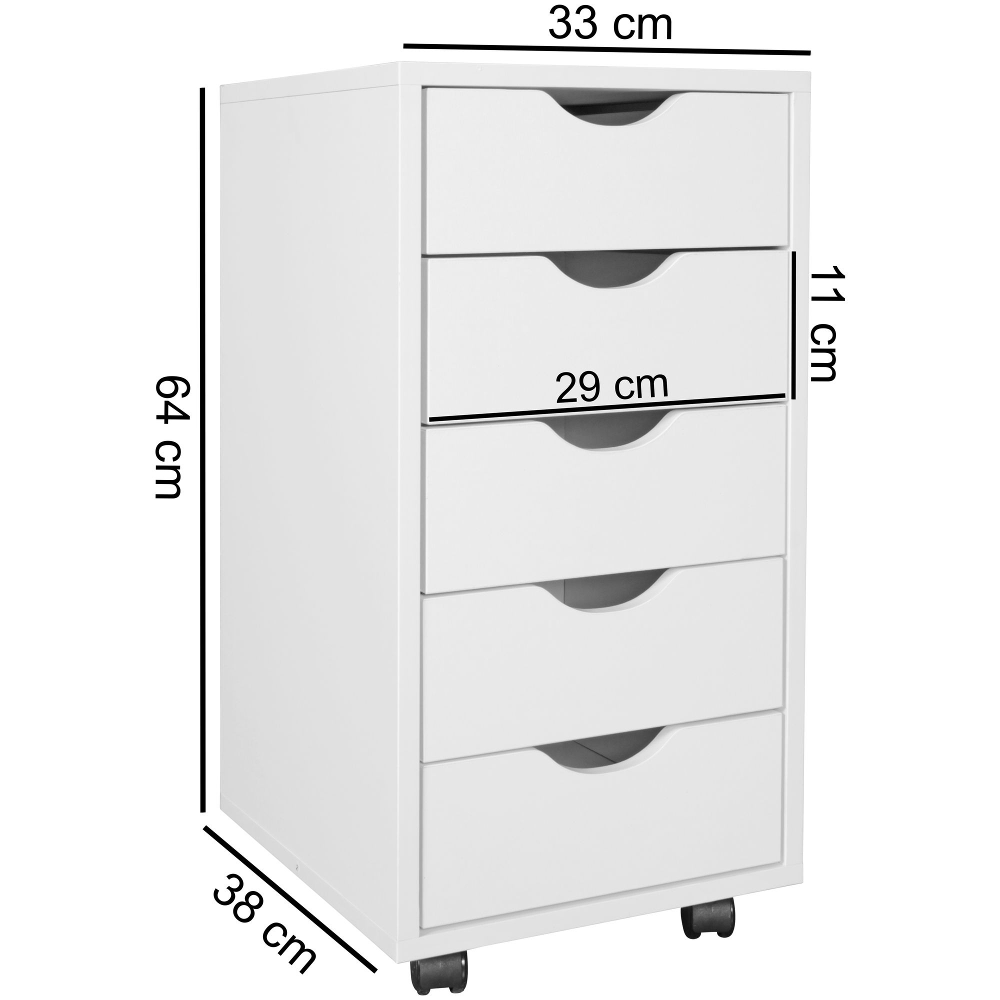 Rollcontainer Ulefoss Weiß 33 × 38 × 64 cm
