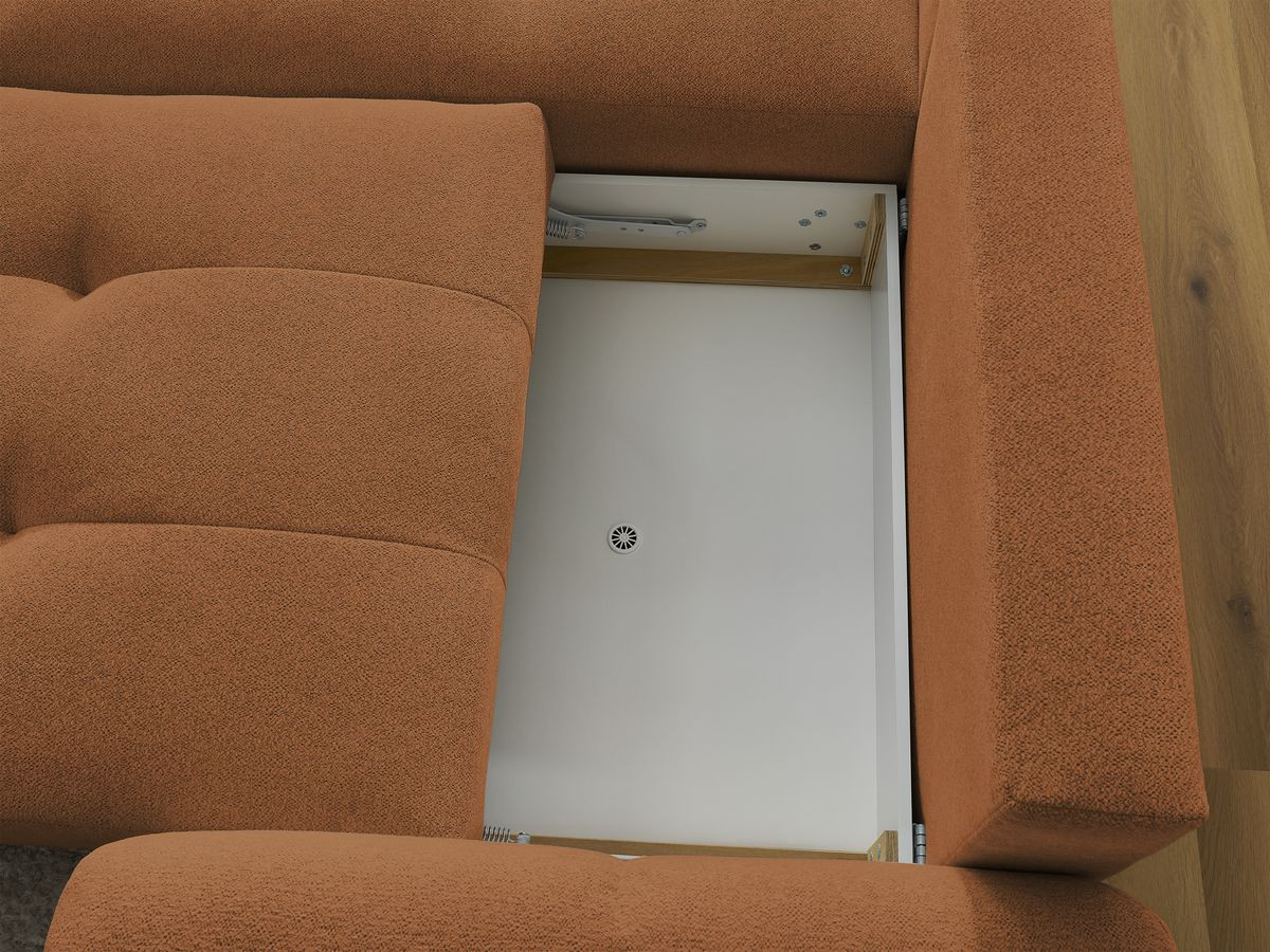Bobochic Roxelane Ecksofa mit Schlaffunktion und Bettkasten 258 × 150 cm Melange-Stoff Orange Ecke links