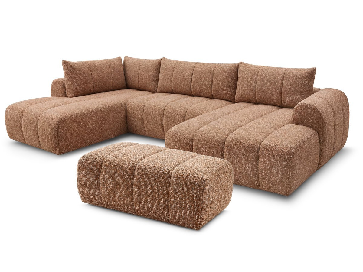 Bobochic Nesty Wohnlandschaft mit Pouf Melange-Stoff Orange Ecke rechts