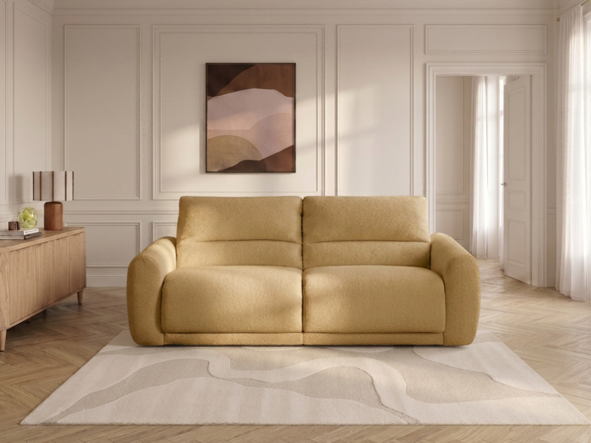 Bobochic Minorque Schlafsofa 2,5-Sitzer Chenille Gelb, Liegefläche 160 × 200 cm