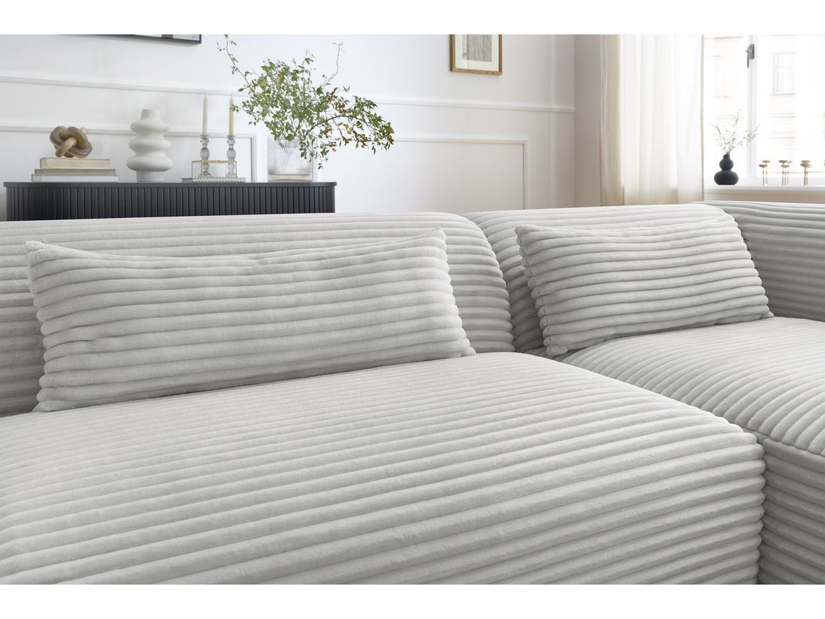 Bobochic Harry Ecksofa Breitcord weich Hellgrau Ecke rechts