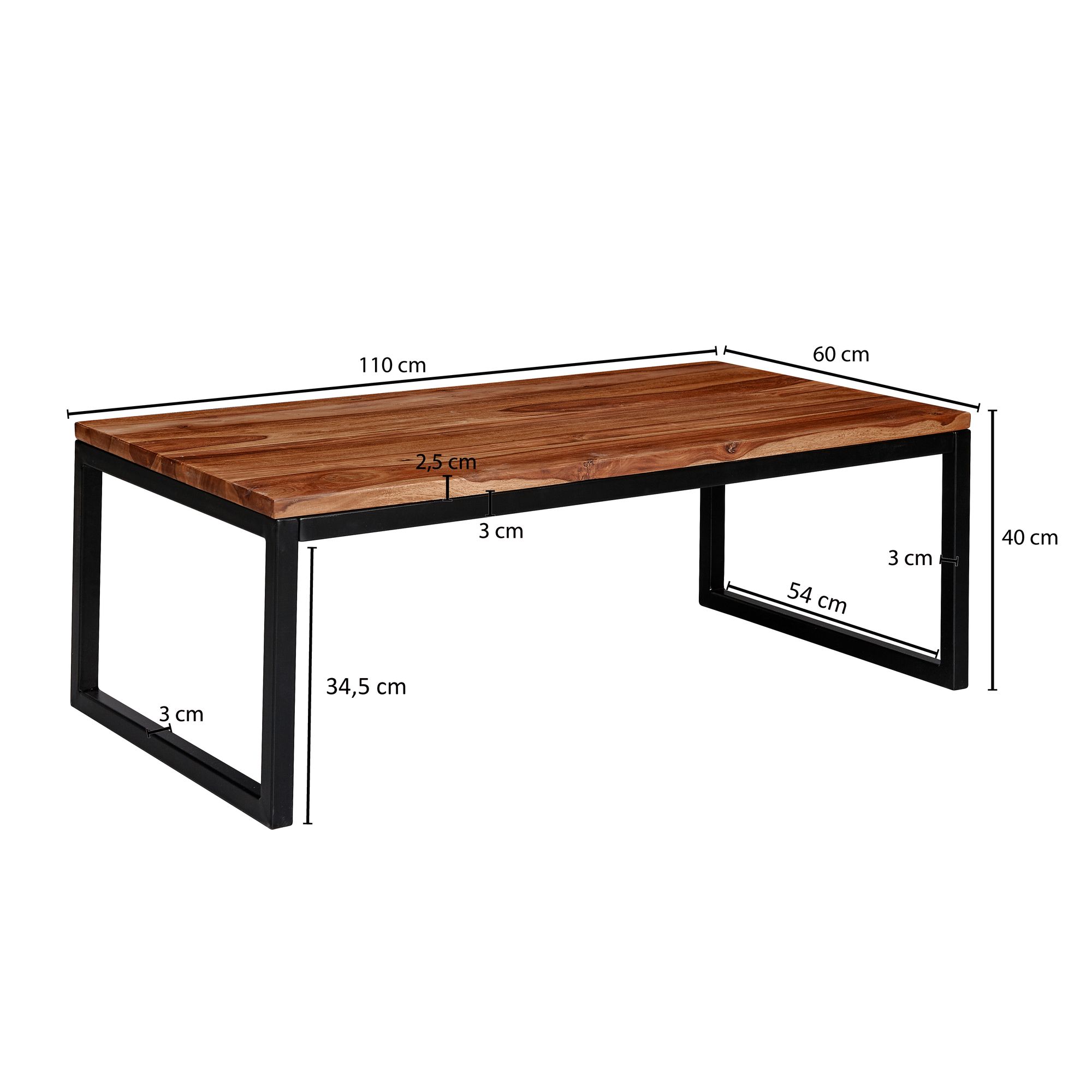 Couchtisch Vipperod Sheesham Massivholz Braun 110 × 60 × 40 cm
