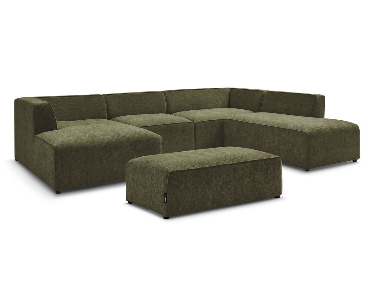 Bobochic Megeve Wohnlandschaft mit Pouf Strukturstoff Grün Ecke links