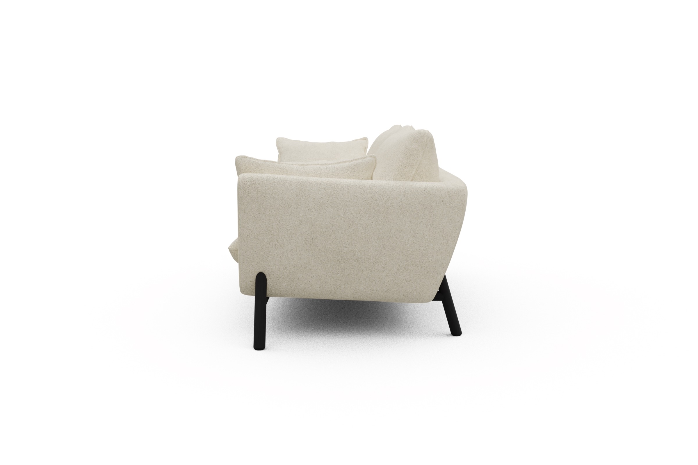 Sofa Emil 2-Sitzer Beinfarbe Eiche Schwarz Boucle-Off-White